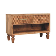 Wooden Chest of Drawers with Woven Design and Gold Handles