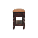 Load image into Gallery viewer, Vintage-Inspired Wooden Bench with Leather Seat and Storage Drawers
