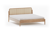 Cane-Back Wooden Bed Frame