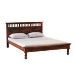 Load image into Gallery viewer, Solid Sheesham Wood Bed with Carved Headboard
