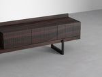 Load image into Gallery viewer, Noir Solid Slatted TV Stand with Metal Base
