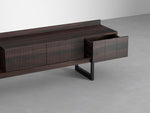 Load image into Gallery viewer, Noir Solid Slatted TV Stand with Metal Base
