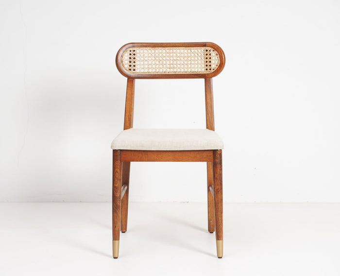 Solid Wood & Rattan Cane Dining Chair