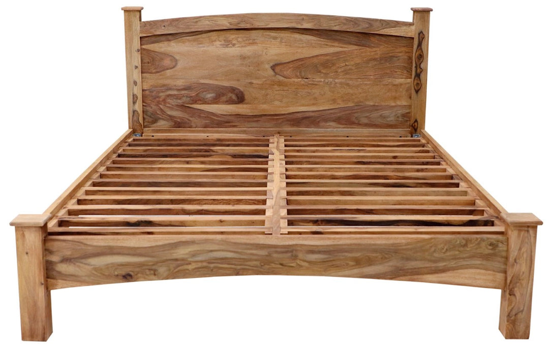 Rustic Solid Sheesham Wood Bed Frame with Natural Finish