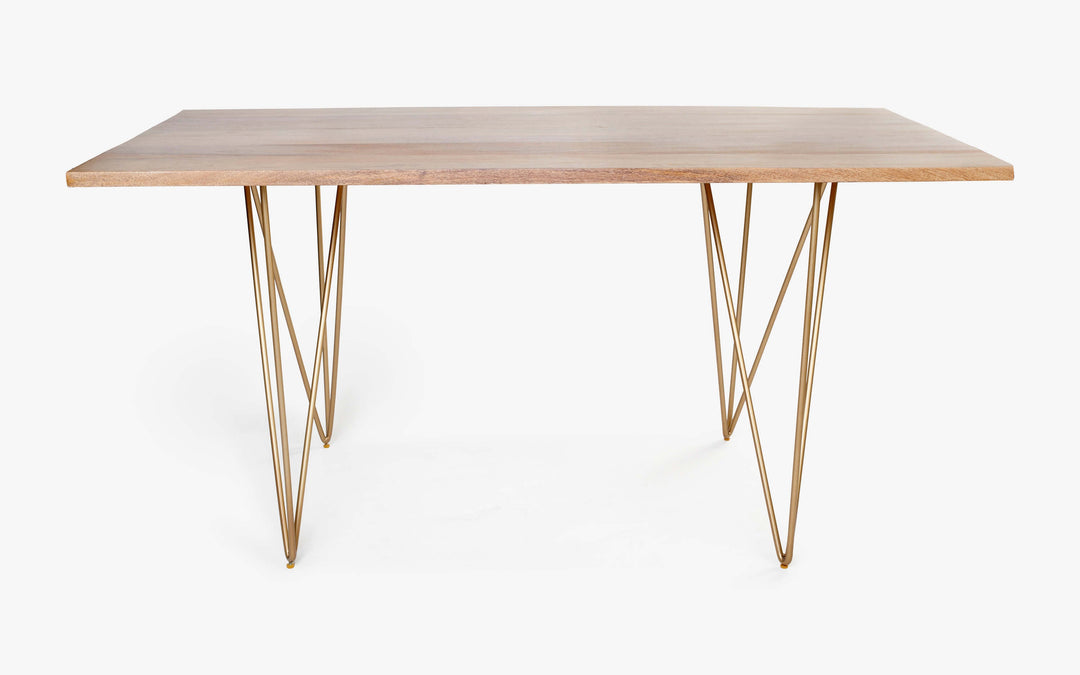 Modern Geometric Dining Table with Brass Legs