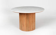 Round Dining Table with Ribbed Pedestal Base