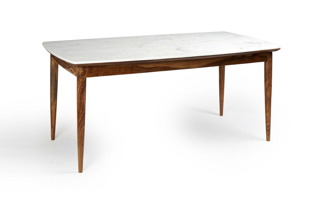 Elegant Marble and Wood Dining Table