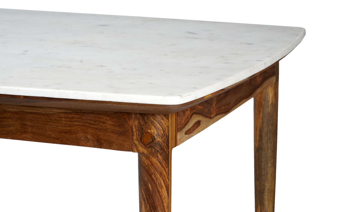 Elegant Marble and Wood Dining Table