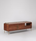 Load image into Gallery viewer, Aurra Mid-Century Solid Wood &amp; Brass TV Unit
