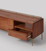 Load image into Gallery viewer, Aurra Mid-Century Solid Wood &amp; Brass TV Unit
