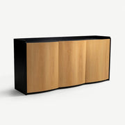 Two-Tone Wave Front Sideboard in Natural And Black Solid Wood